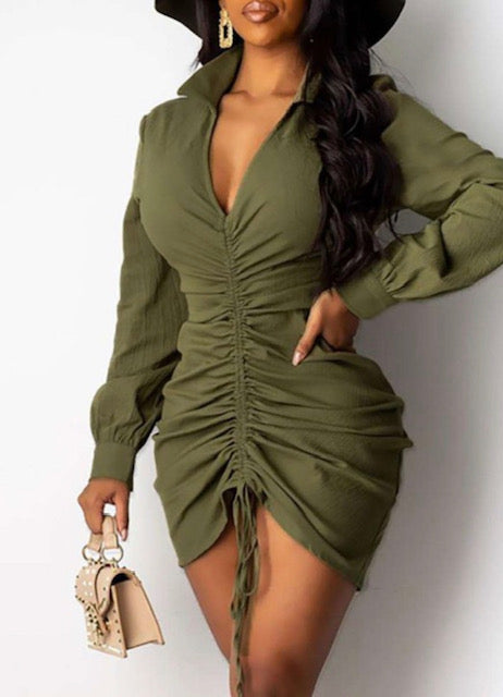 Sage Drawstring Dress